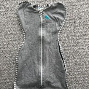 Love to Dream Gray Swaddle with Striped Edges